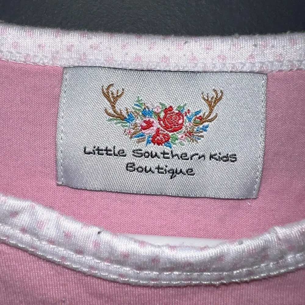 Little Southern Kids Boutique Girls Heart Embroidered Ruffle Romper 18-24m Pink